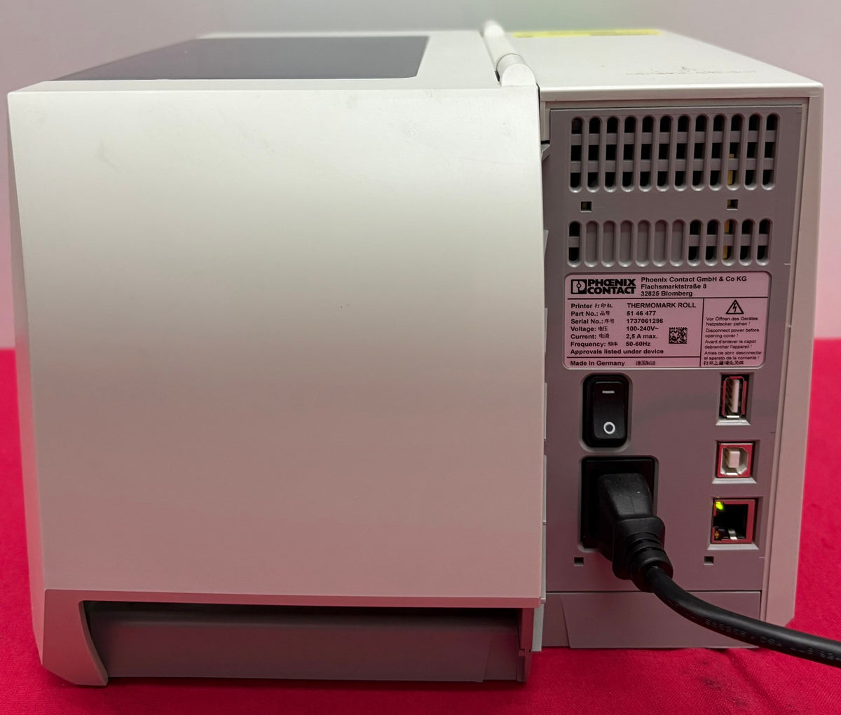 PHOENIX CONTACT THEROMARK ROLL 5146477 THERMAL TRANSFER PRINTER SN 1737061296