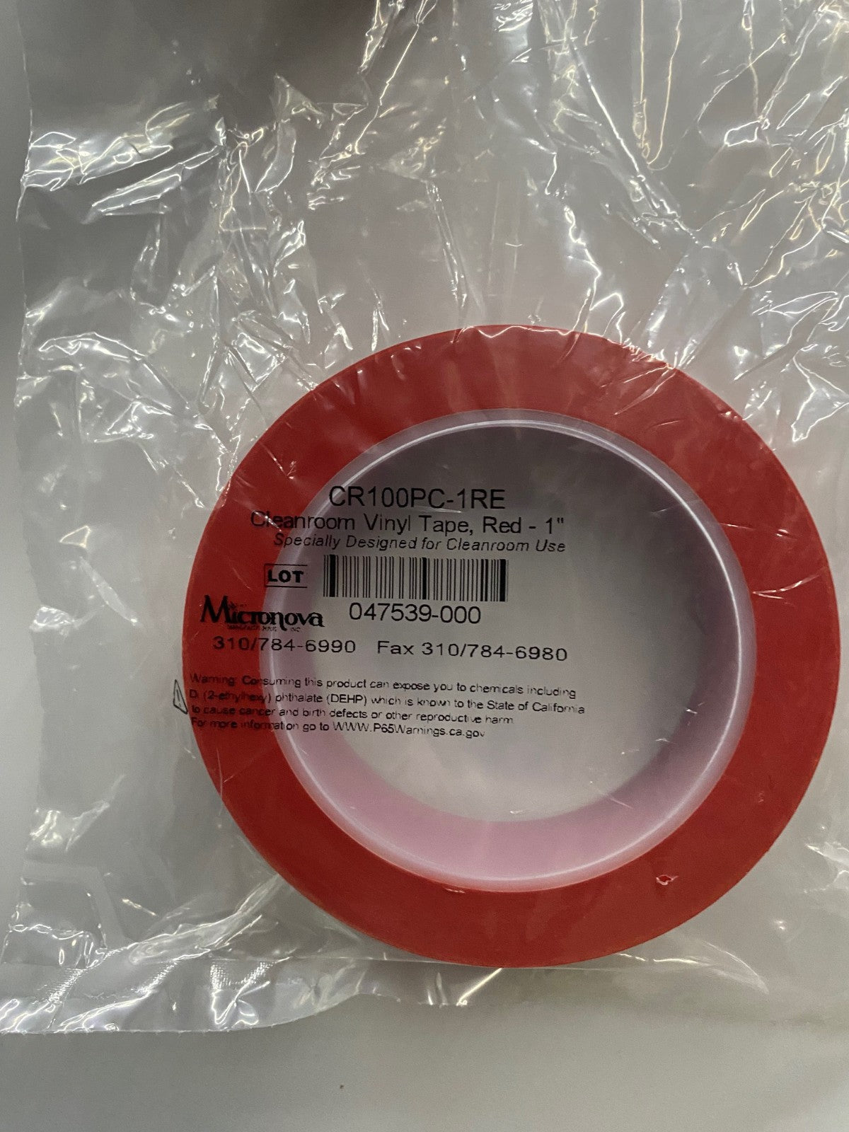 MICRONOVA CR100PC-1RE / CR100PC RED VINYL CLEANROOM TAPE   1" X 36YDS