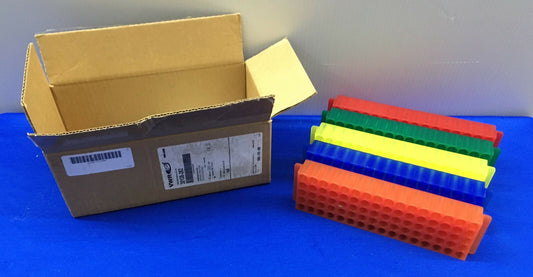 1 PAKET MIT 5 VWR 30128-282 AUTOKLAVIERBARES/GEFRIERBARES FRAKTIONSSAMMLUNGSGESTELL MIT 80 PLÄTZEN
