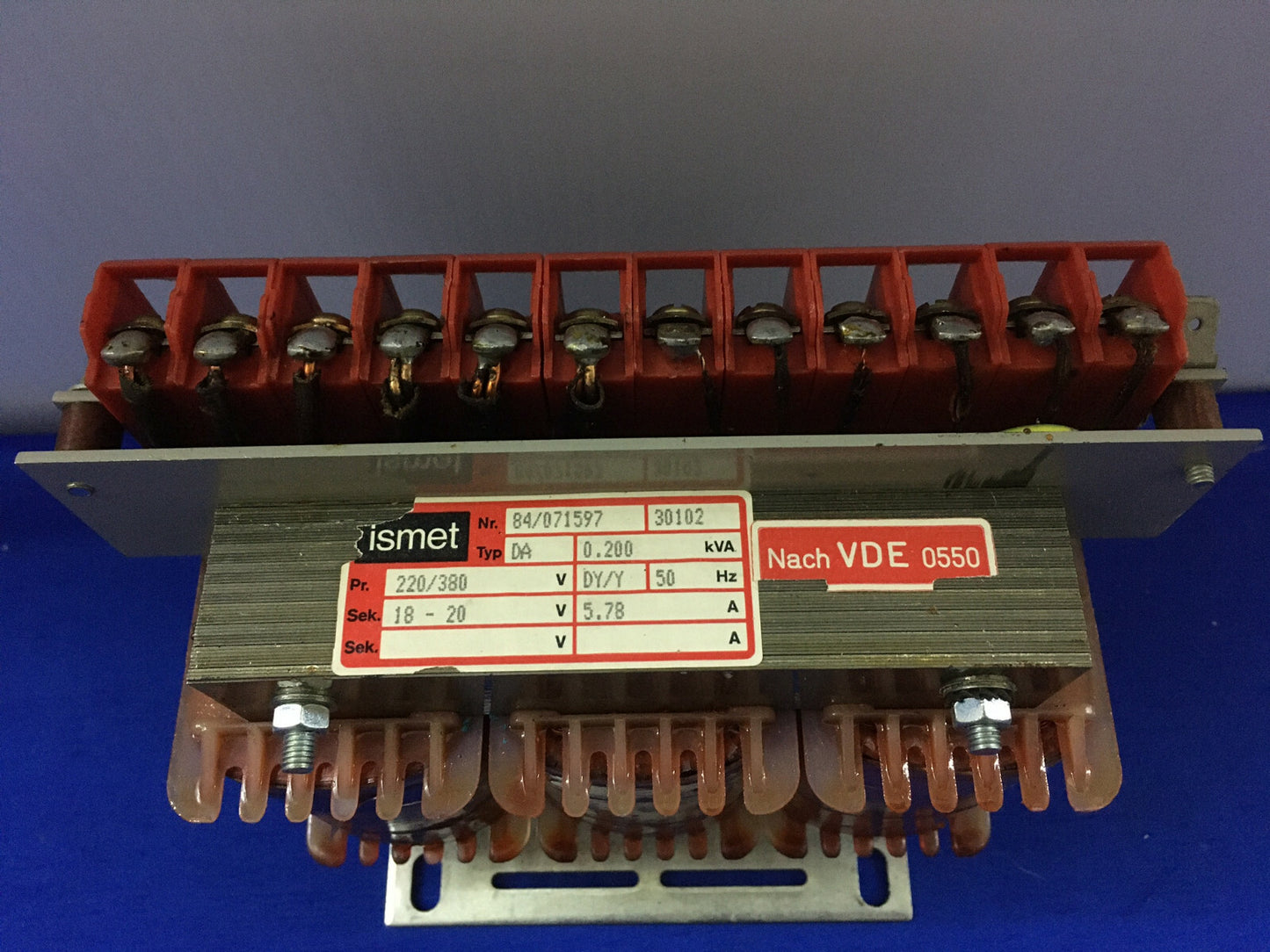 ISMET 84/071597 / 30102 TRANSFORMER TYP DA,0.200 kVA, PR 220/380 V