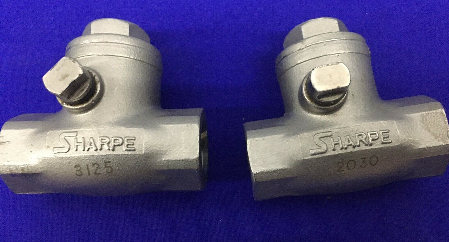 1 LOTTO QTY DI 2 - VALVOLA DI RITEGNO A SBALZO SHARPE 3/8 NPT CF8M 