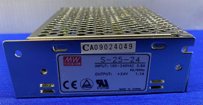 MW / MEAN WELL S-25-24 INPUT:100-240VAC 0.6A 50/60HZ / OUTPUT:+24V 1.1A