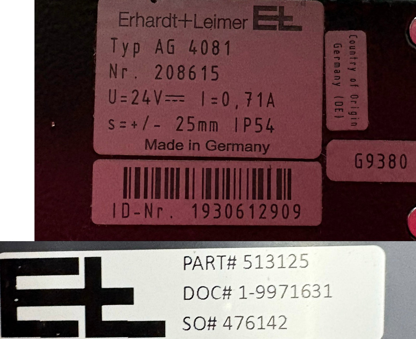 ERHARDT + LEIMER AG-4081 LINEAR ACTUATOR PN 513125 - 1 LOT QTY 2
