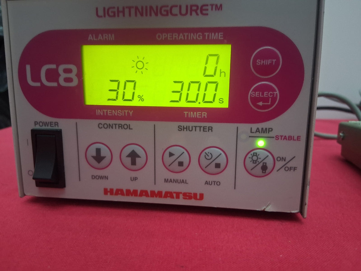 HAMAMATSU UV CURE LC8 L9588-01A-02 SPOT LIGHT SOURCE BIFURCATED WAND FOOT PEDAL