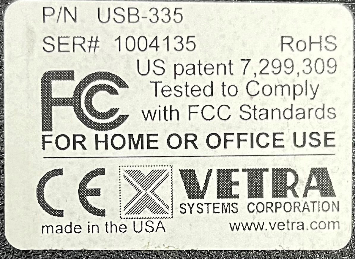 VETRA SYSTEMS SMARTPIPE™ USB-335 コンバータ 2 ポート USB ハブ (電源付き)