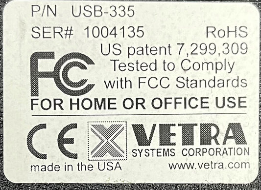 VETRA SYSTEMS SMARTPIPE™ USB-335 コンバータ 2 ポート USB ハブ (電源付き)