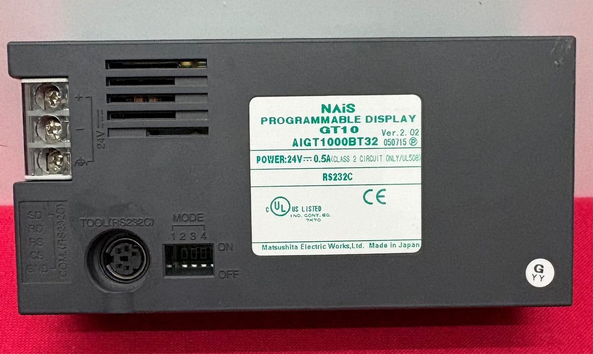 MATSUSHITA NAIS GT10 AIGT1000BT32 VER.2.02 24V PROGRAMMABLE DISPLAY