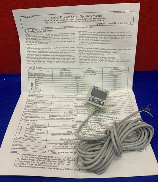 SMC ZSE40F-T1-22L Digital Pressure Switch High Precision 2 Color Display 12-24VD