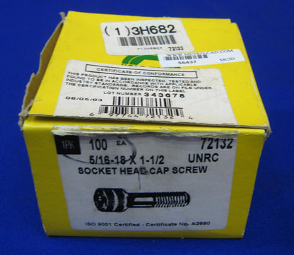 TORNILLO DE CABEZA HUECA HOLO-KROME ALLEN 72132 3H682 5/16-18 X 1-1/2