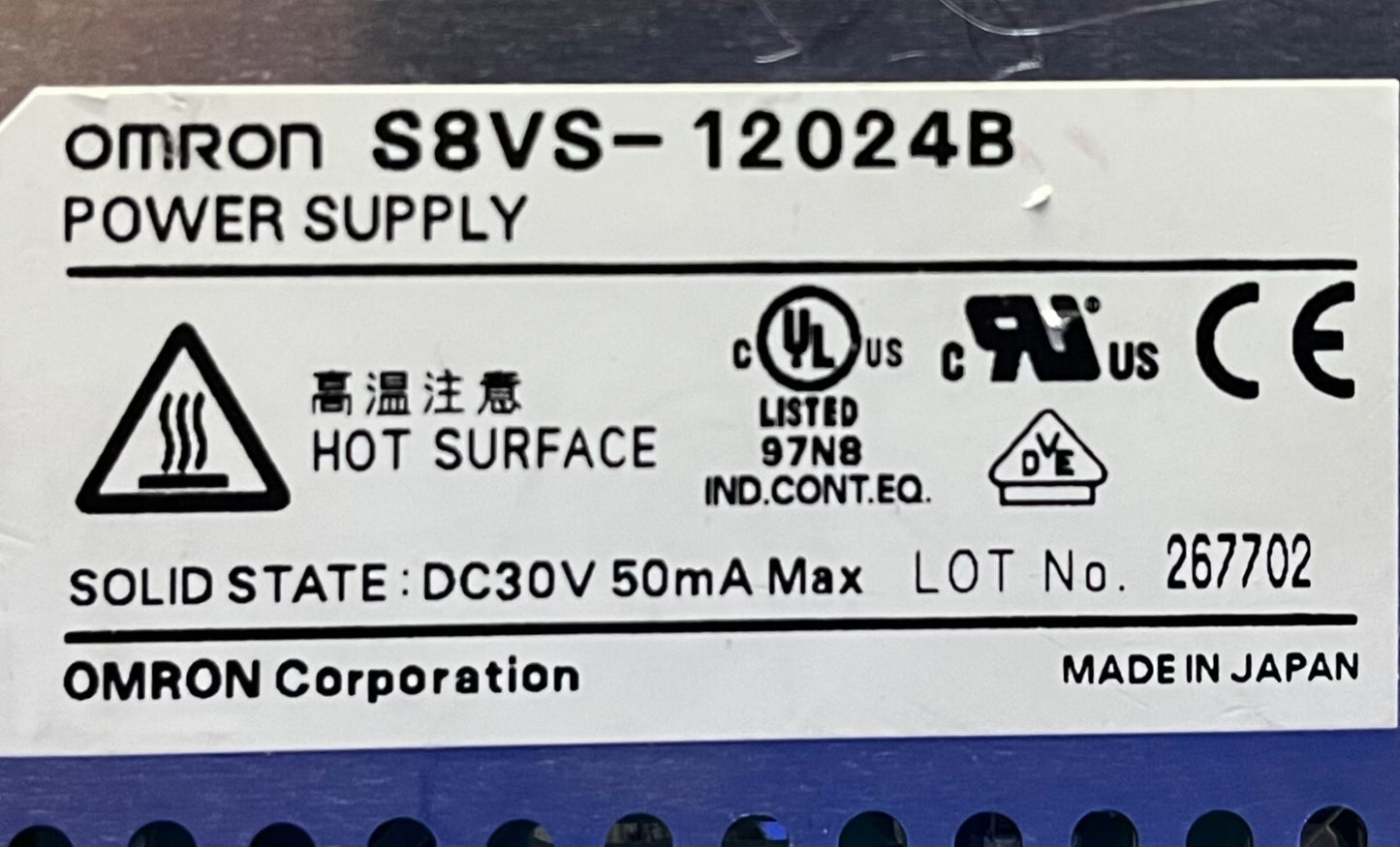 OMRON S8VS-12024B NETZTEIL AC190-240V DC30V 50mA MAX