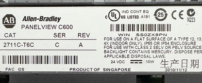Allen-Bradley AB PANELVIEW C600 TOUCH SCREEN 2711C-T6C SER C REV A  PARTS/REPAIR