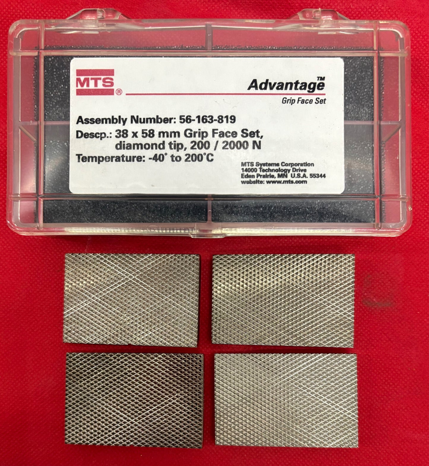 MTS ADVANTAGE™ DIAMOND TIP 200/2000 N 38x58mm PNEUMATIC GRIP FACE SET 56-163-819