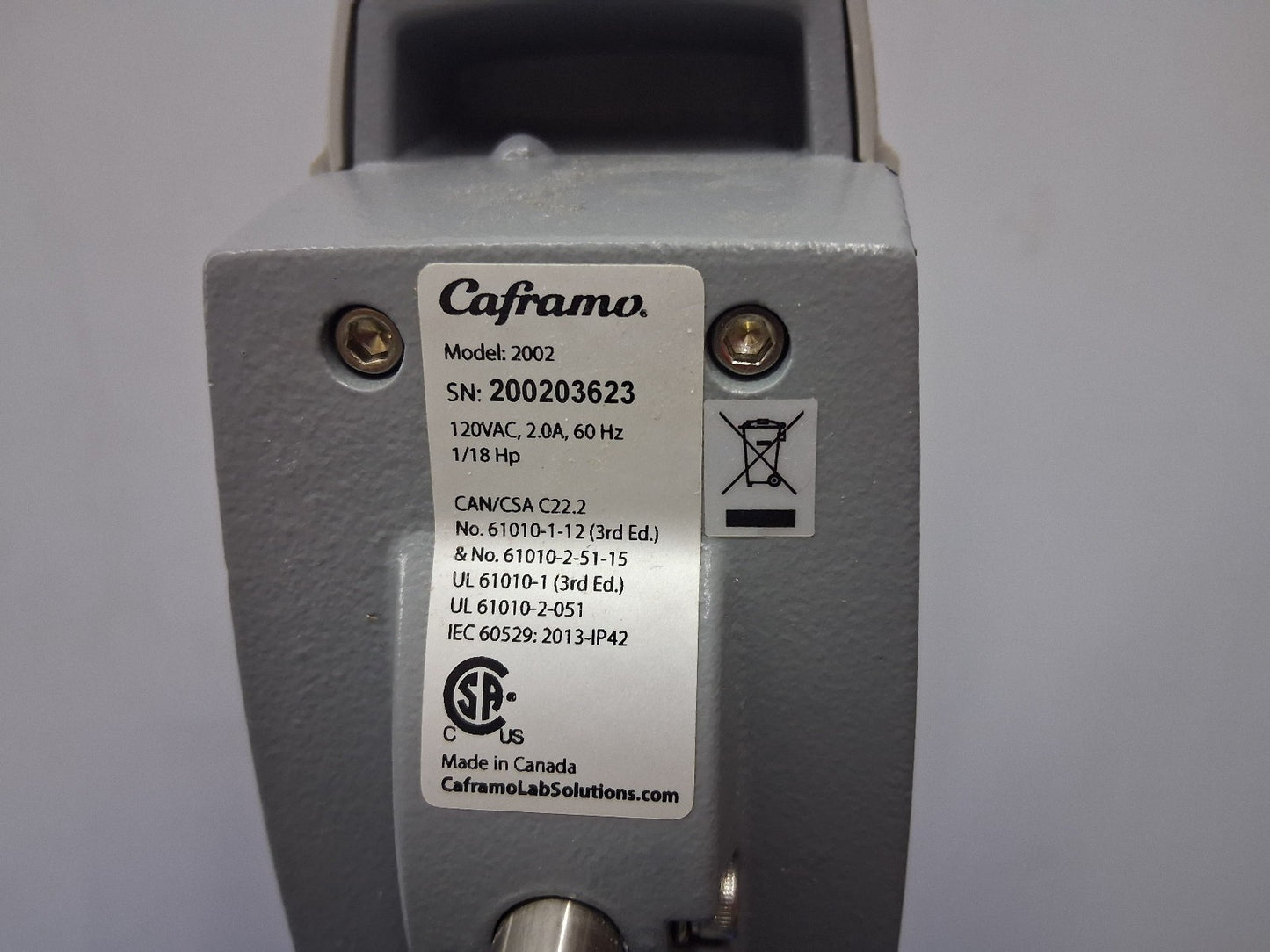 CAFRAMO 2002 COMPACT DIGITAL OVERHEAD STIRRER WITH STAND SHAFT & ROD 40-2002 RPM