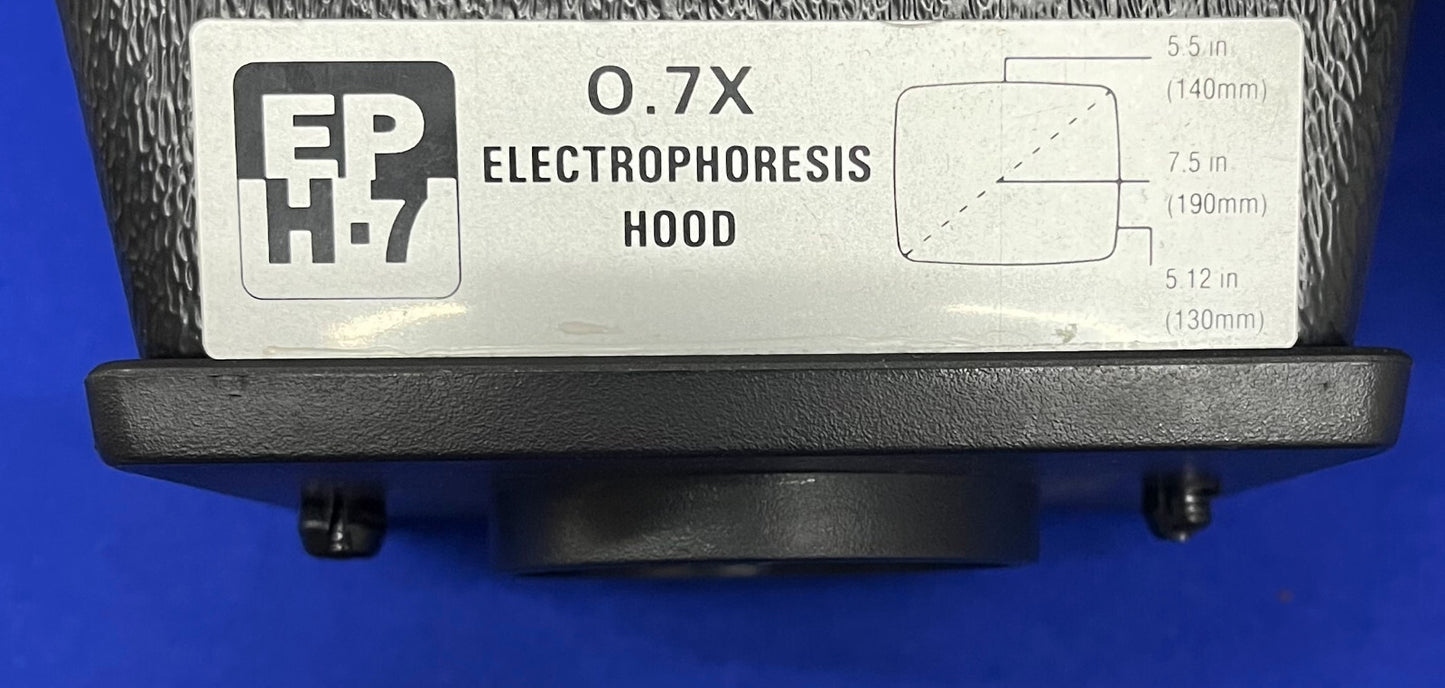 POLAROID GELCAM COPAL ROOD SLUITER met EP-H7 0.7x ELEKTROFORESEKAP 