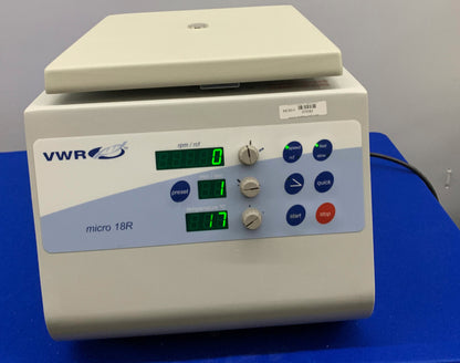 VWR MICRO 18R CENTRIFUGE REFRIGERATED BENCHTOP MICROCEMTRIFUGE 15000 RPM