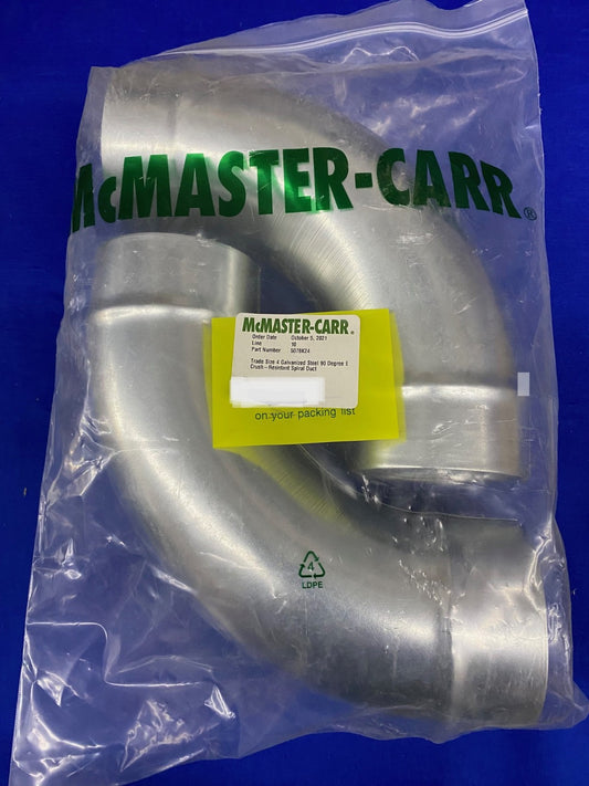 MCMASTER-CARR 5078K24 TRADE SIZE 4 GALVANIZED STEEL 90 DEGREE - 1 PKG QTY 2
