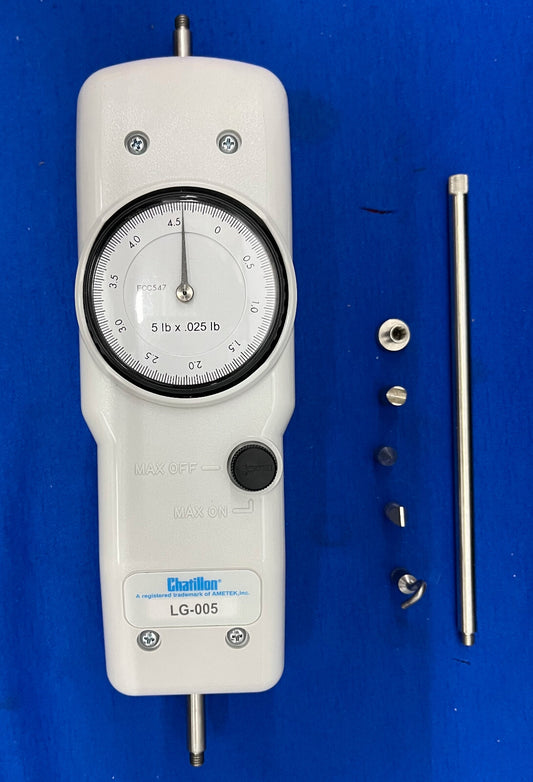 MEDIDOR DE FUERZA DE TENSIÓN MECÁNICO CHATILLON AMETEK LG-005 5 LB MÁXIMO