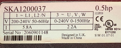 EMERSON CONTROL TECHNIQUES SKA1200037 COMMANDER SK - FOR PARTS/REPAIR