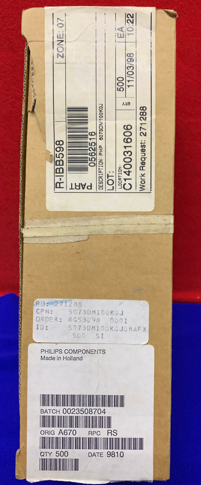 RESISTENCIAS 1W 100K 5% 1 PAQUETE CANTIDAD APROX. 400 COMPONENTES PHILIPS VR68 0562516