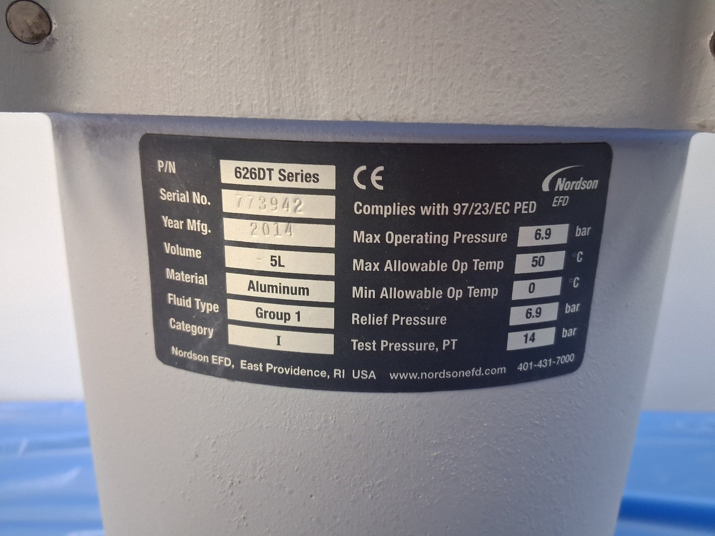 NORDSON EFD 7020188 5L TANK FLOAT SWITCH 100 PSI ANALOG GAUGE FLUID RESERVOIR
