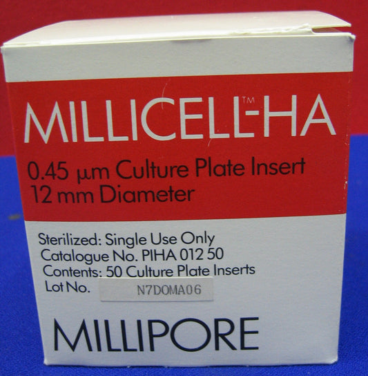 PIHA 012 50 PIHA01250 MILLIPORE LOT N° N7DOMA06 INSERTS DE PLAQUE DE CULTURE 0,45 µm 