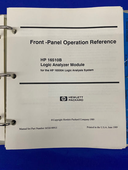 HP Hewlett Packard 16510B LOGIC ANALYZER MODULE FRONT-PANEL OPERATION REF MANUAL