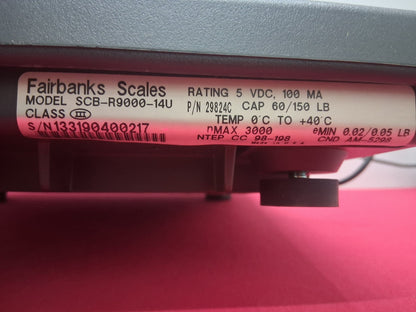 FAIRBANKS SCALES SCB-R9000-14U 150 LB CAPACITY 14" X 14" PLATFORM SHIPPING SCALE