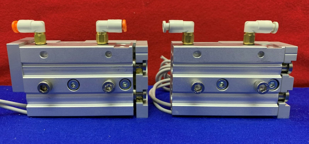 1 Lot of QTY 2 - SMC MXS12-20 CylinderSlide Table with (2) SMC D-A93 Sensors