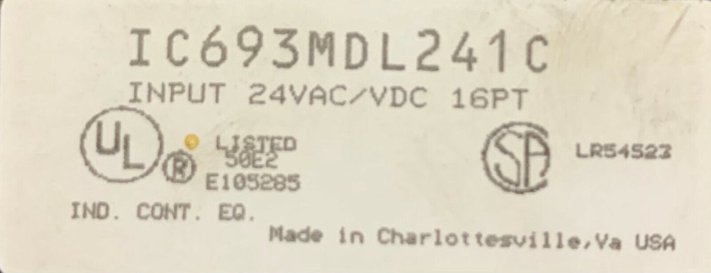 MÓDULO DE ENTRADA GE Fanuc IC693MDL241C 24 V CA/V CC 16 puntos SIN CUBIERTA