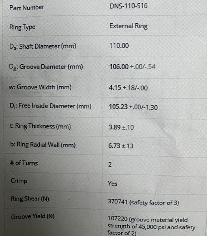 SMALLEY 316 SS RETAINING EXTERNAL RING DNS-110-S16 - 1 PACKAGE QTY 8 RINGS