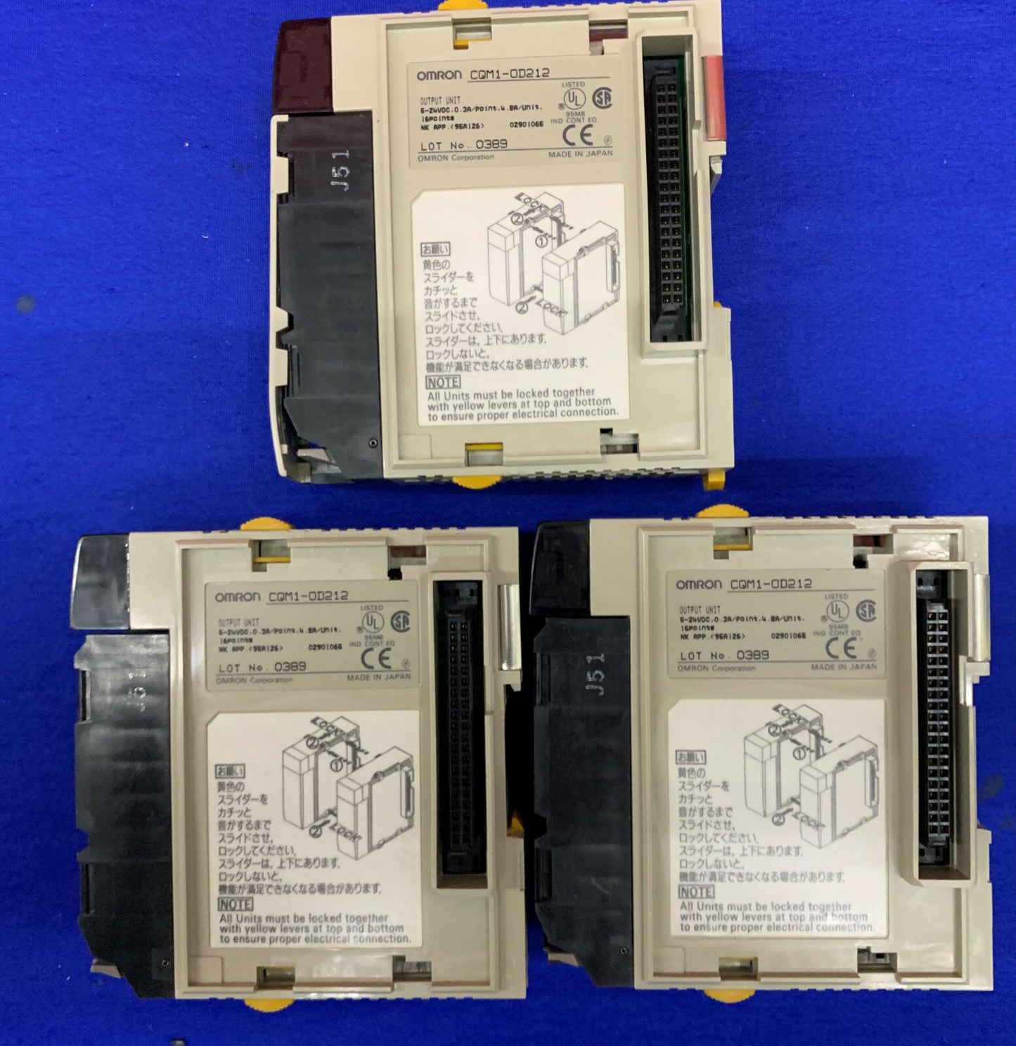 Omron (3) CQM1-OD212 / CQM1-ID213 / CQM1-ID212 PLC-modules Kaarten Relais