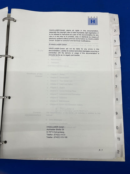 HAAS / HAAS-LASER GmbH 44P 歯科作業場およびレーザー装置 54P ユーザーマニュアル