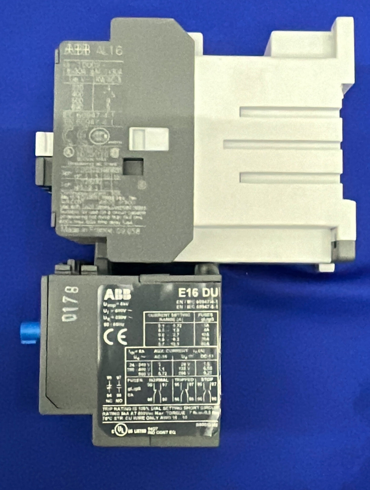 Relais de contrôle de surcharge thermique ABB AL16 AL16-30-10 et E16DU 