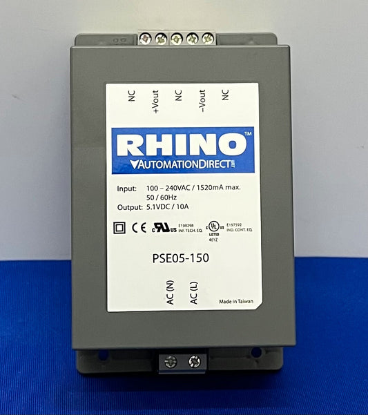 RHINO™ PSE05-150 SCHAKELENDE VOEDING INGANG: 100-240 VAC / UITGANG: 5,1 VDC 10A