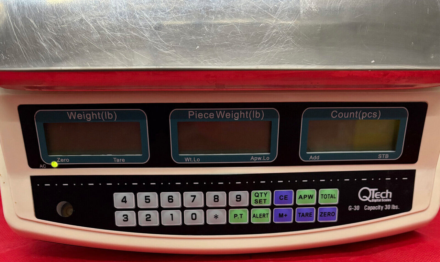 QTECH ELECTRONIC DIGITAL COUNTING SCALE G-30 (30lbs 13.6kg) 110V / 60Hz