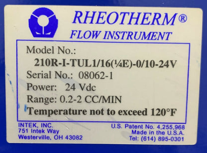 Débitmètre Intek Rheotherm 210R-T-UL1/16(1/4E)-0/10-24 V et TUL1/16(1/4E) 