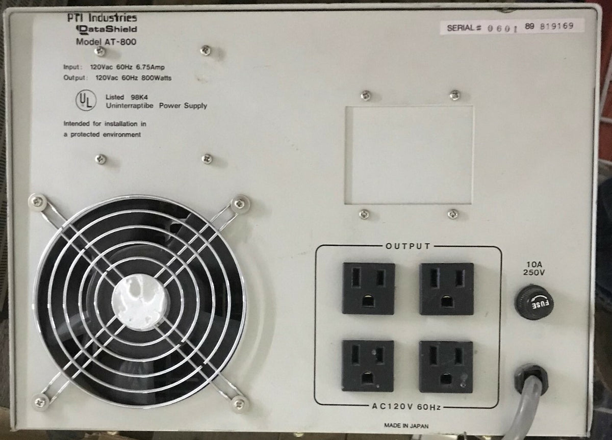 PTI INDUSTRIES, AT-800, DATASHIELD UNINTERRAPTIBE-STROMVERSORGUNG