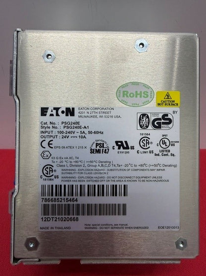 Eaton Cutler-Hammer PSG240E Power Supply 24VDC 10A 240W DIN Rail Class I Div 2
