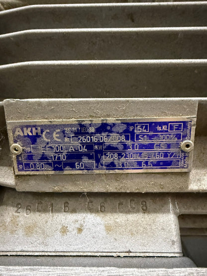 BUSH AKH 1EF100LA-04 VACUUM PUMP 208 V 60 HZ FOR PARTS REPAIR