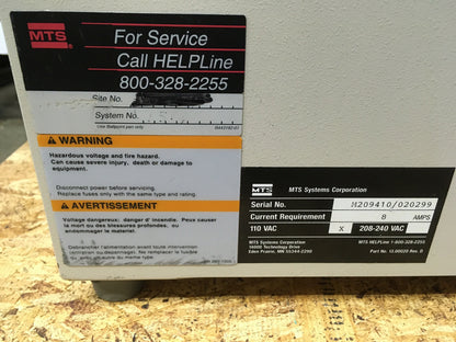 PARTS/REPAIR - MTS QTEST/1L QTEST 1L TEST FRAME 110 VAC 8 AMPS PULL TEST SYSTEM