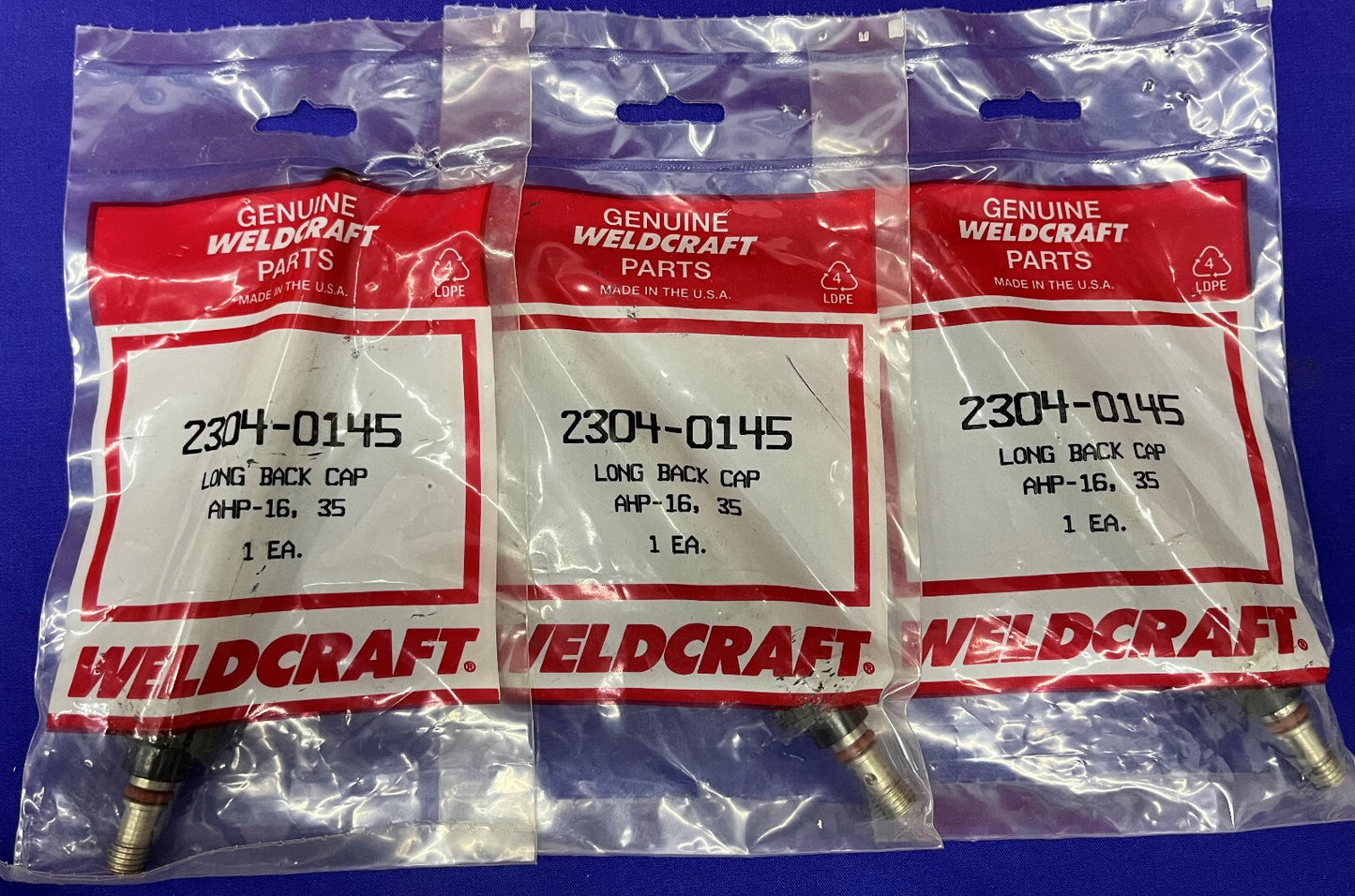 1 lotto di 3 CONFEZIONI Weldcraft 2304-0145 Cappuccio nero lungo AHP-16 35 Punta per torcia di saldatura