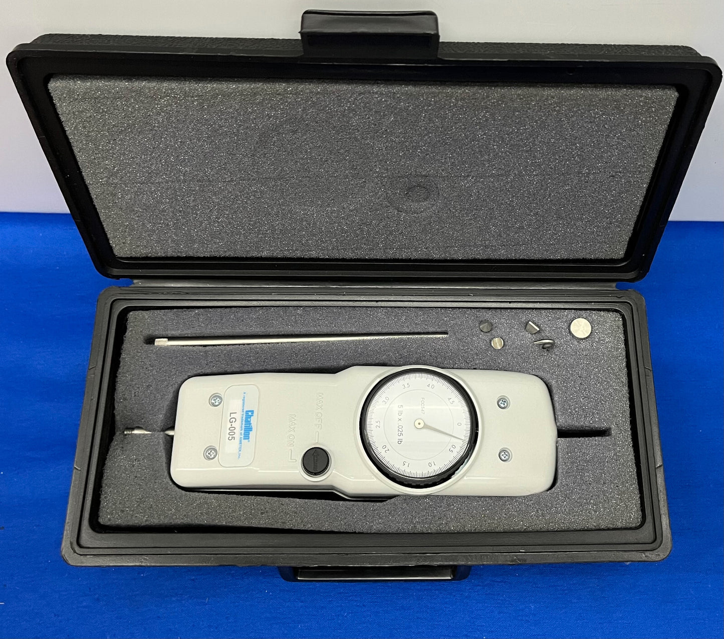 MEDIDOR DE FUERZA DE TENSIÓN MECÁNICO CHATILLON AMETEK LG-005 5 LB MÁXIMO