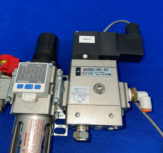 SMC VALVE W/ISE35-N-65-P DIGITAL READOUT & NAV2000-NO2-5DZ & VHS20-NO2-2