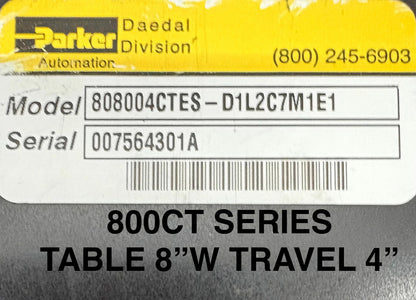 PARKER CROSS ROLLER LINEAR TABLE STAGE 808004CTES-D1L2C7M1E1