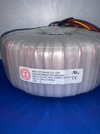 AMGIS, MED3000, TRANSFORMER, PRIM.2(0-100-120V), 50/60HZ, 3074VA, Sec.2 120V