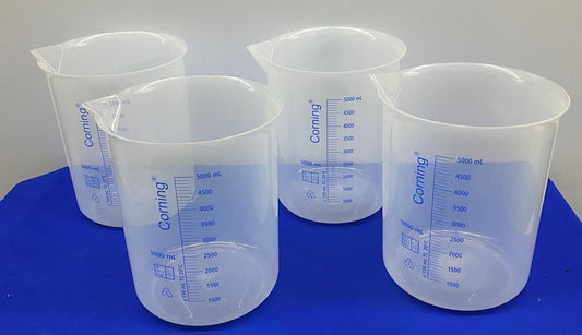CORNING ® HERBRUIKBARE POLYPROPYLEEN LAGE VORM BEKER MET GRADUATIE 5000 ml - 1 PARTIJ HOEVEELHEID 4