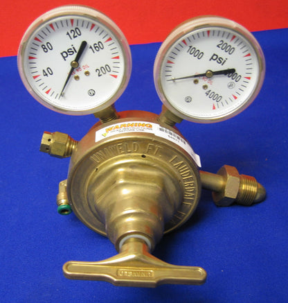 UNIWELD 592H COMPRESSED GAS REGULATOR A NITROGEN A269  W/ 2 CPI GAUGES
