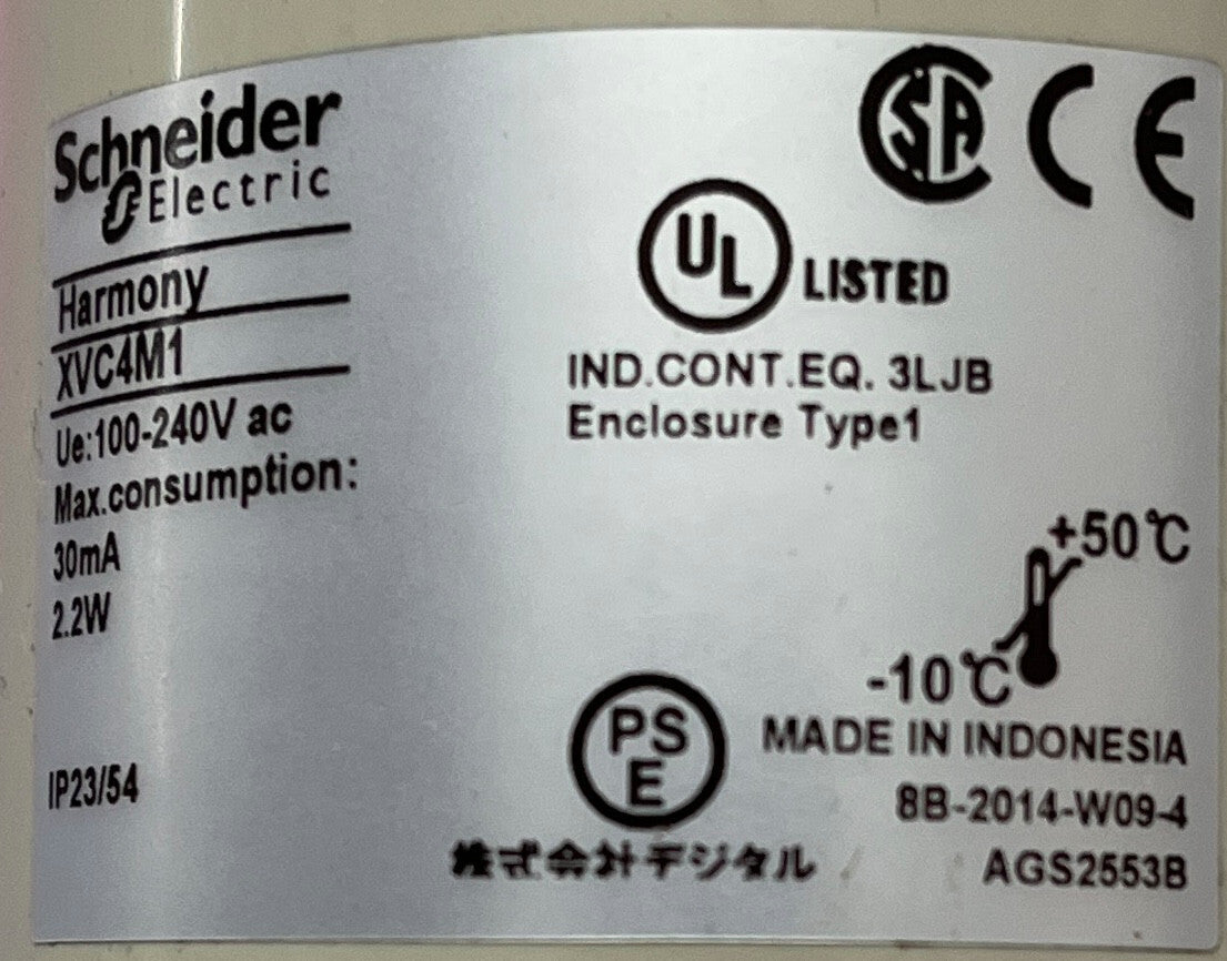 シュナイダーエレクトリック XVC4M1 100-240V レッド タワーライトポール ハーモニー オンオフスイッチ付き