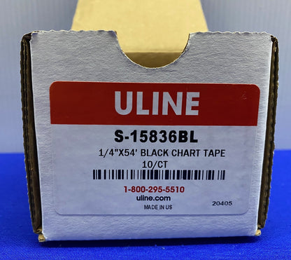 ULINE S-15836BL 1/4"X54' BLACK CHART TAPE - 1 PACKAGE QTY 10 ROLLS