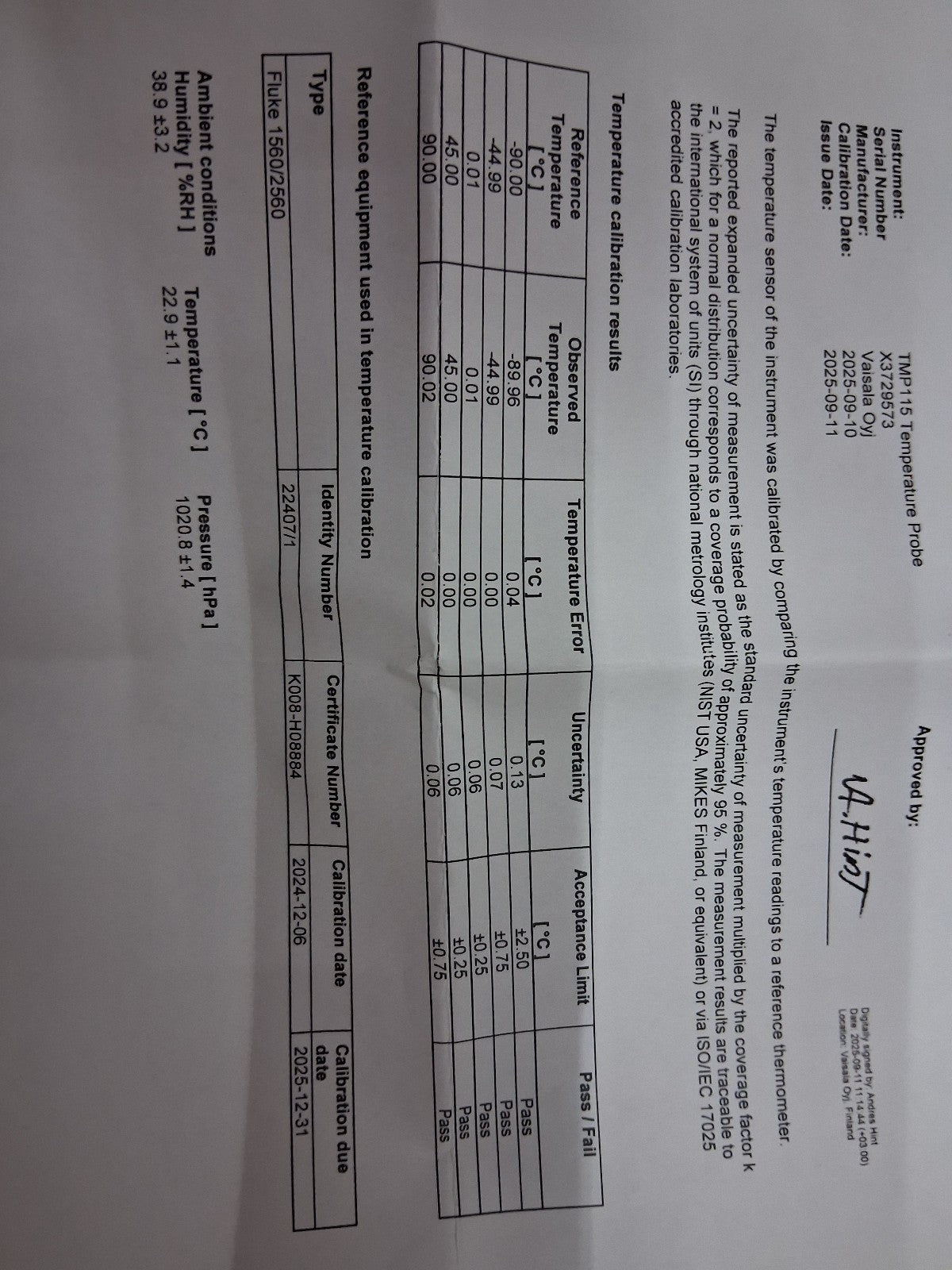 VAISALA TMP115 TEMPERATURE PROBE 3M 240N TMP115TCSUB3 NEW OPEN BOX